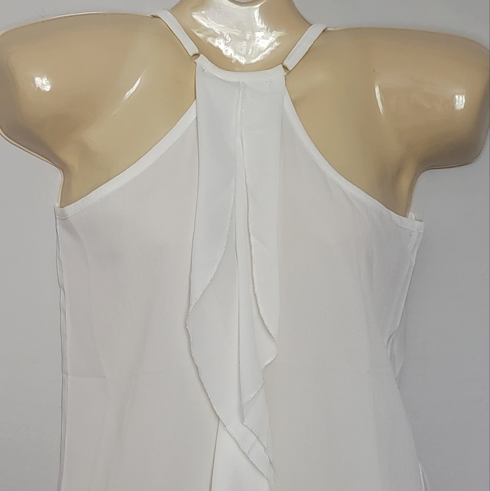 Nwt!!! I-Too  Women's Juniors Sleeveless White Ruffle Top Small